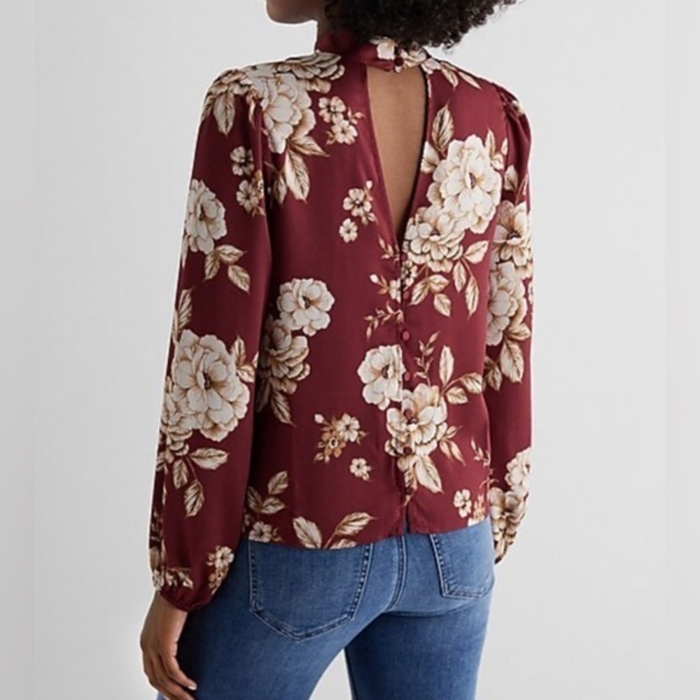 Express Burgundy Floral Top NWT